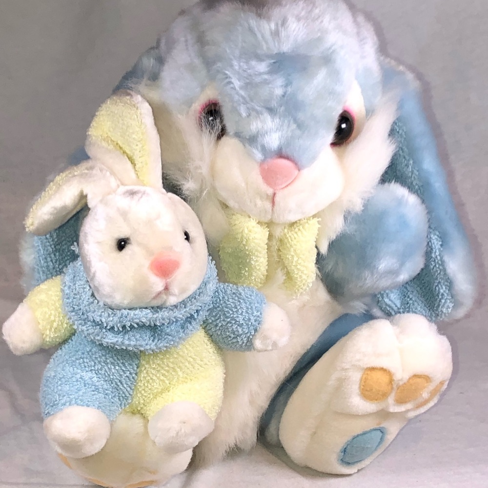Adorable Blue and White Bunny Plush Toy